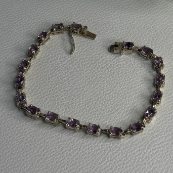 925 Sterling Silver Amethyst Fas Bracelet Length 7.5
