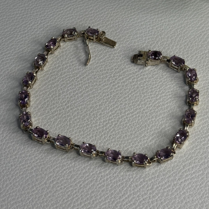 925 Sterling Silver Amethyst Fas Bracelet Length 7.5