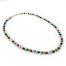 925 Sterling Silver Italy Milor Multicolor Agate Necklace Length 17 Inch