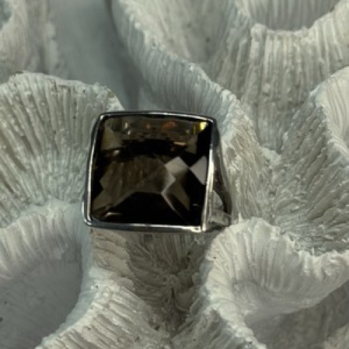 925 Sterling Silver Brown Tourmaline Ring Size 7
