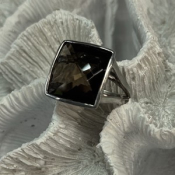 925 Sterling Silver Brown Tourmaline Ring Size 7