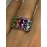 925 STERLING SILVER MULTICOLOR STONES RING SIZE 7