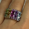 925 Sterling Silver Multicolor Stones Ring Size 7
