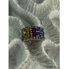 925 STERLING SILVER MULTICOLOR STONES RING SIZE 7