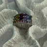 925 Sterling Silver Multicolor Stones Ring Size 7