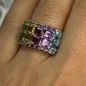 925 Sterling Silver Multicolor Stones Ring Size 7