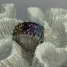 925 Sterling Silver Multicolor Stones Ring Size 7