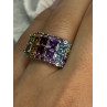 925 STERLING SILVER MULTICOLOR STONES RING SIZE 7
