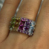 925 Sterling Silver Multicolor Stones Ring Size 7