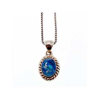 925 Sterling Silver Opal Chain With Pendant