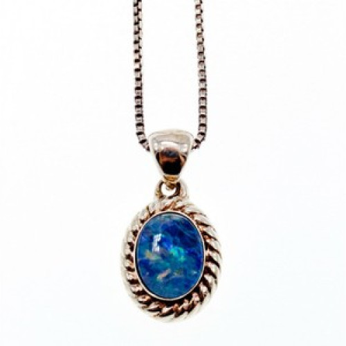 925 Sterling Silver Opal Chain With Pendant