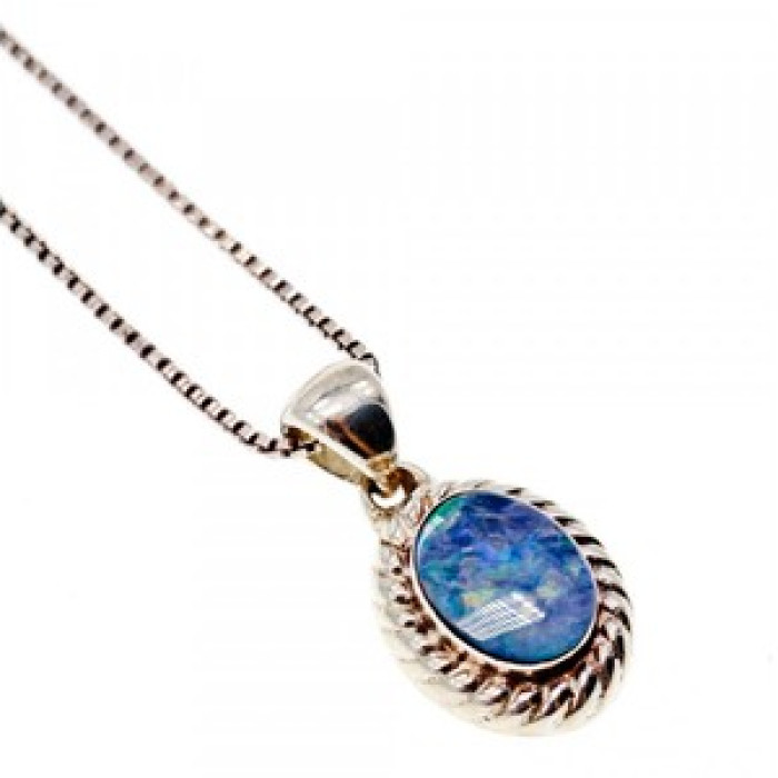 925 Sterling Silver Opal Chain With Pendant