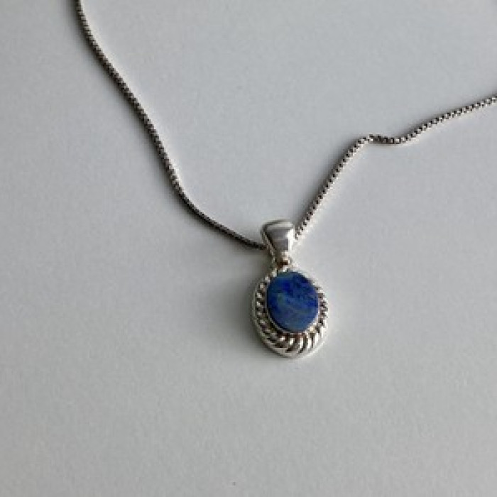 925 Sterling Silver Opal Chain With Pendant
