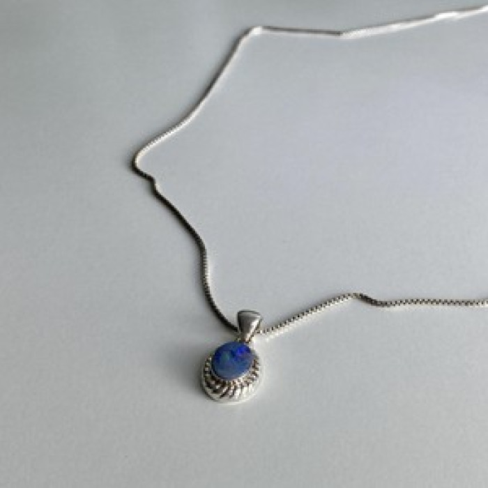 925 Sterling Silver Opal Chain With Pendant