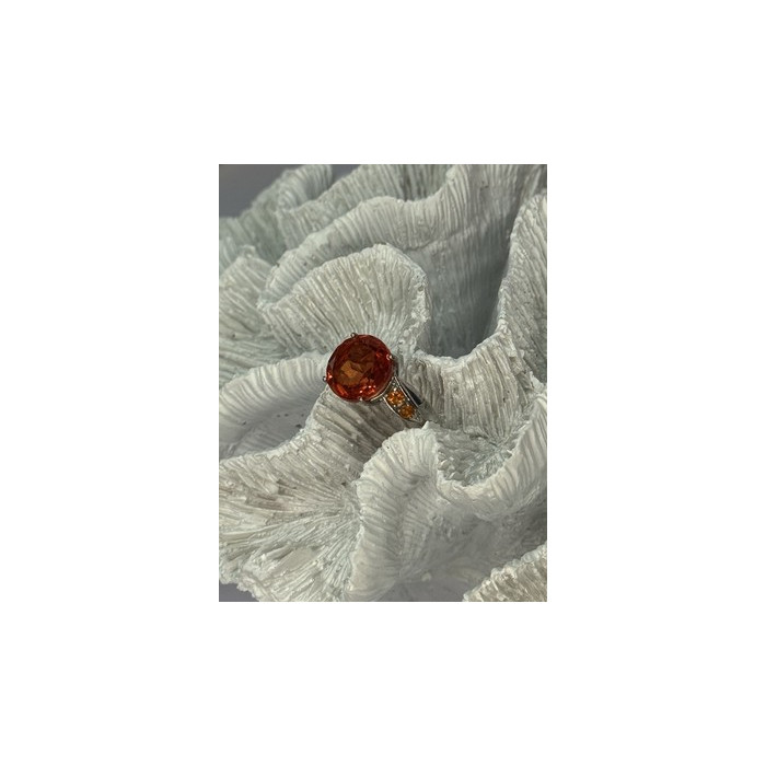 925 STERLING SILVER ORANGE SPINEL RING SIZE 6