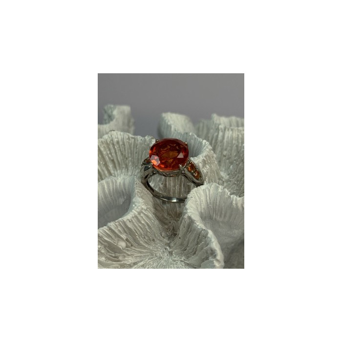 925 STERLING SILVER ORANGE SPINEL RING SIZE 6