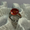 925 Sterling Silver Orange Spinel Ring Size 6