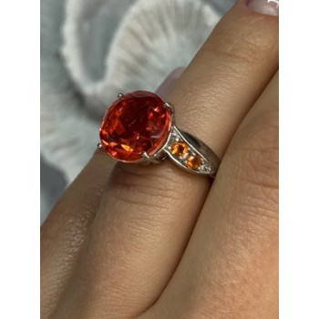 925 STERLING SILVER ORANGE SPINEL RING SIZE 6
