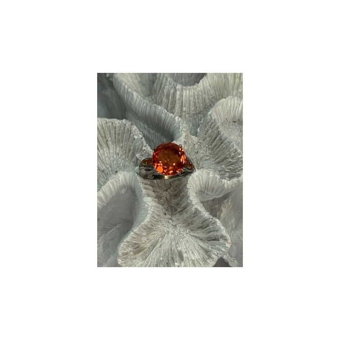 925 STERLING SILVER ORANGE SPINEL RING SIZE 6