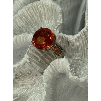 925 STERLING SILVER ORANGE SPINEL RING SIZE 6
