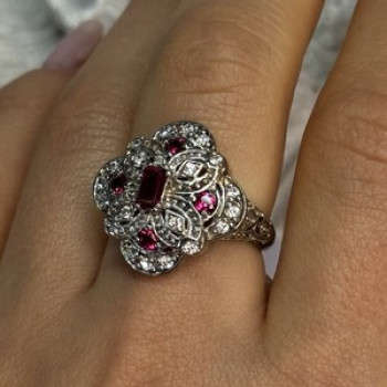 925 Sterling Silver Pink Spinel Ring Size 5