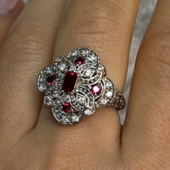 925 Sterling Silver Pink Spinel Ring Size 5