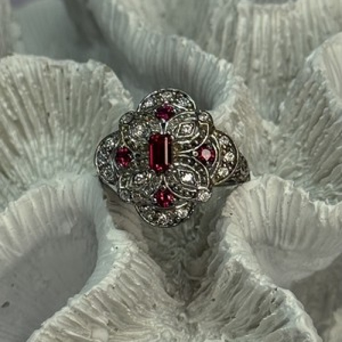 925 Sterling Silver Pink Spinel Ring Size 5