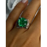Vintage Elegant Design 925 Sterling Silver Green Spinel Ring Sizable