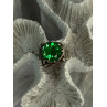 Vintage Elegant Design 925 Sterling Silver Green Spinel Ring Sizable