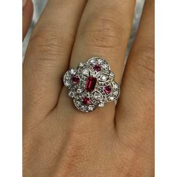 925 STERLING SILVER PINK SPINEL RING SIZE 7.5