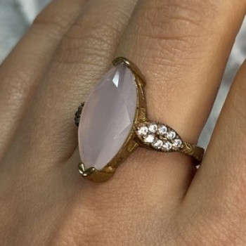 925 Sterling Silver Alpanite & CZ Ring Size 10.5