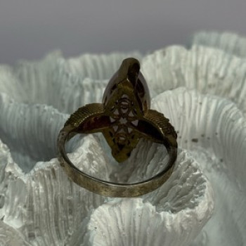 925 Sterling Silver Alpanite & CZ Ring Size 10.5