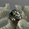 925 Sterling Silver Beautiful Blue Abalone & Topaz Ring Size 6