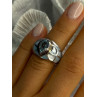 925 Sterling Silver Beautiful Blue Abalone & Topaz Ring Size 6