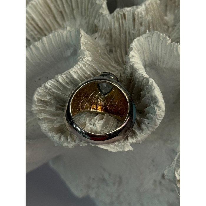 925 Sterling Silver Beautiful Blue Abalone & Topaz Ring Size 6