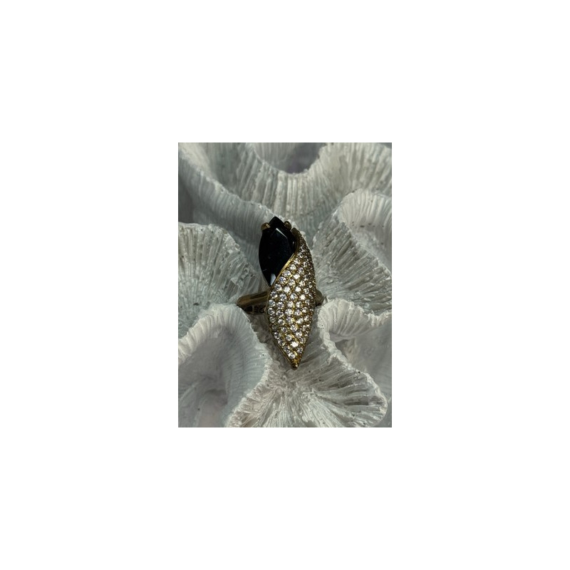 925 Sterling Silver Alpanite & CZ Ring Size 7 Length 1.45 Inch