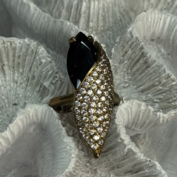 925 Sterling Silver Alpanite & CZ Ring Size 7 Length 1.45 Inch