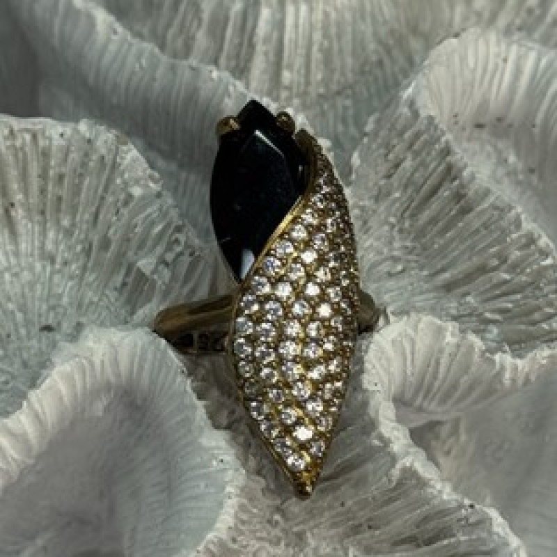 925 Sterling Silver Alpanite & CZ Ring Size 7 Length 1.45 Inch