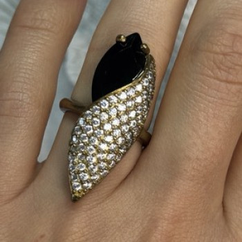 925 Sterling Silver Alpanite & CZ Ring Size 7 Length 1.45 Inch