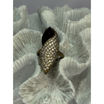 925 Sterling Silver Alpanite & CZ Ring Size 7 Length 1.45 Inch