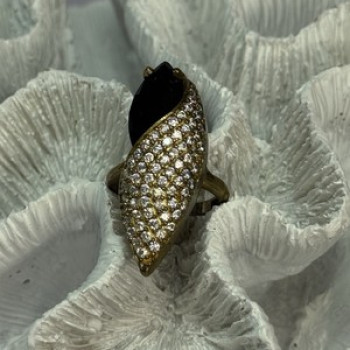 925 Sterling Silver Alpanite & CZ Ring Size 7 Length 1.45 Inch