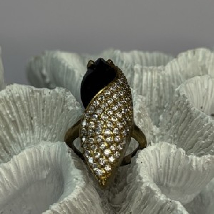 925 Sterling Silver Alpanite & CZ Ring Size 7 Length 1.45 Inch