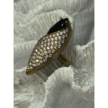 925 Sterling Silver Alpanite & CZ Ring Size 7 Length 1.45 Inch