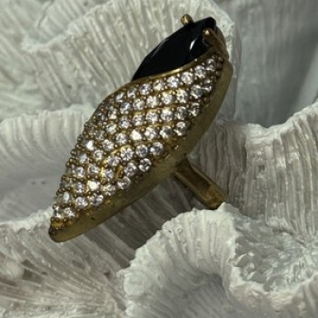 925 Sterling Silver Alpanite & CZ Ring Size 7 Length 1.45 Inch