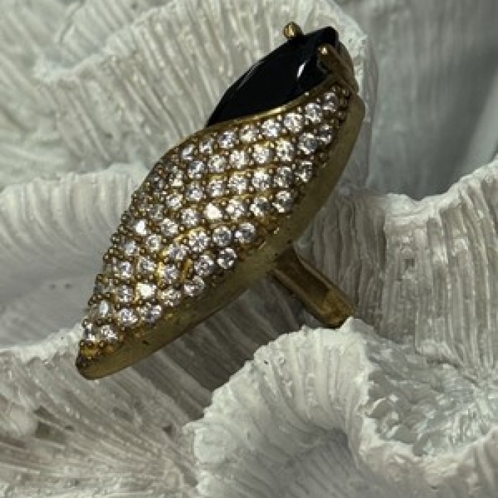 925 Sterling Silver Alpanite & CZ Ring Size 7 Length 1.45 Inch