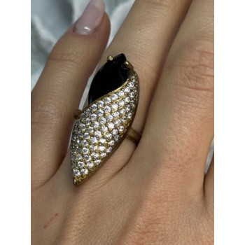 925 Sterling Silver Alpanite & CZ Ring Size 7 Length 1.45 Inch