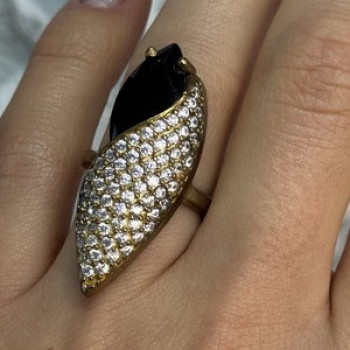 925 Sterling Silver Alpanite & CZ Ring Size 7 Length 1.45 Inch