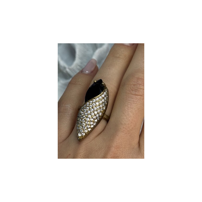 925 Sterling Silver Alpanite & CZ Ring Size 7 Length 1.45 Inch