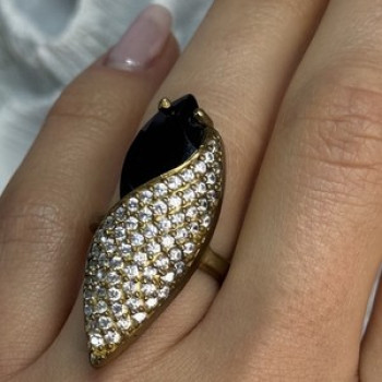 925 Sterling Silver Alpanite & CZ Ring Size 7 Length 1.45 Inch