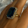 925 Sterling Silver Gold Plated Sapphire & Beryl Ring Size 9